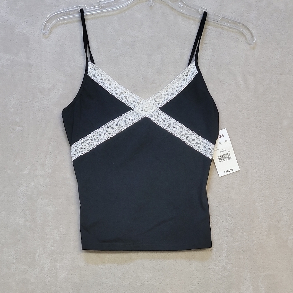 Chic Kids Black Tank Top with White Lace